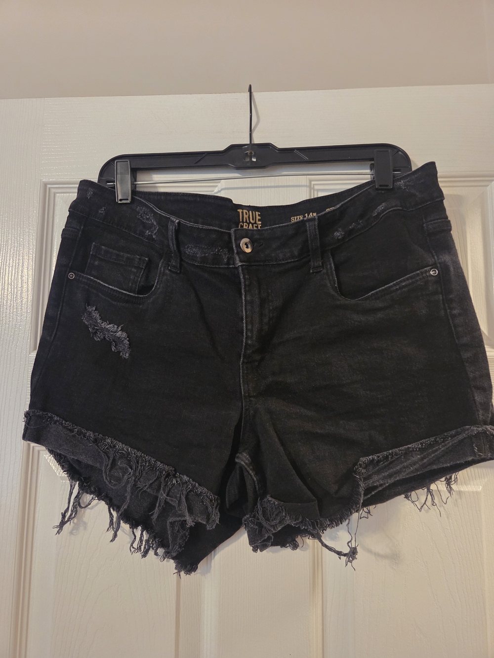 True Craft Black Distressed Denim Cutoff Shorts